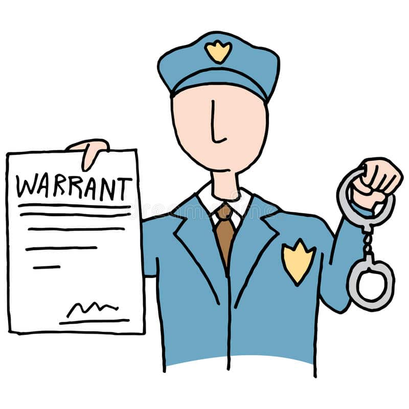 Police officer with a warrant.